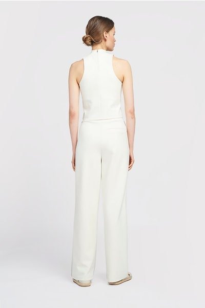 High-Waist Pintuck Flare Pants DONNA - Cream White - Lune Active - MALA - The Concept Store