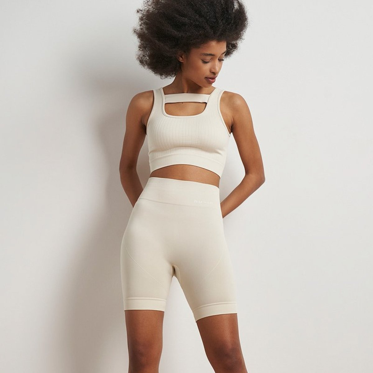 Beige High Waist Sport Shorts - Nu-In - MALA - The Concept Store