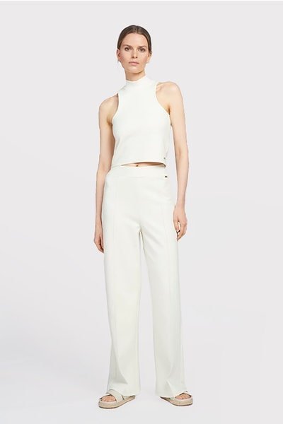 High-Waist Pintuck Flare Pants DONNA - Cream White - Lune Active - MALA - The Concept Store